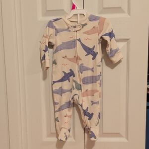 5/20$ 🐋 Carter's Cream Footed One-Piece with Blue Whale Print